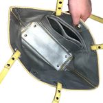 Nine West Ava Faux Leather Tote Bag Purse Floral Laser Cut Design Yellow Silver Photo 8