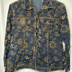 Bill Blass Jeans Vintage 90's Floral Printed Denim Jacket Blue Tan Size P Large Photo 0
