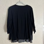 J. Jill Womens Black White Striped Hem Knit Cotton 3/4 Sleeve Tunic Top Sz M Size M Photo 4