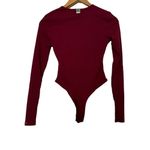 The Giving Movement Bodysuit Ribbed Long Sleeve Maroon Burgundy Size S Red Photo 1