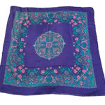 Neiman Marcus  70’s Purple Medallion w/Florals Oversized Scarf 31” Made in Italy Photo 0