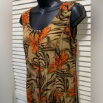 Dress Barn Tank Dress Floral Tiger Print Button Down Front Slits Maxi Size 10 Photo 1