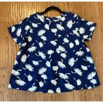 Old Navy navy printed linen blendâswing blouse M Photo 9