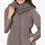 Cole Haan Women's Taffeta Down Coat with Bib Front and Dramatic Hood Size XS Photo 2