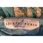 Lillie Rubin Sequin Leaf Design Evening Vintage Dress (L) Blue Size L Photo 9