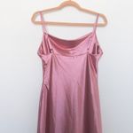 Y2K Womens Slip Dress Size S Pink Satin Cowl Neck Midi Coquette Minimalist Party Photo 5