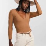Free People  long sleeve tan v-neck body suit size Xs NWT Photo 1