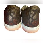 LANVIN Metallic Black Gold Leopard Slip on Brocade Sneaker shoe leather sz 37 Photo 3