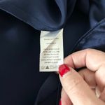 Hill House  Nima Silk Ruffle Wrap Mini Dress in Navy Blue Size Medium Photo 5