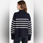 Veronica Beard Jean Lancetti Sweater Navy White Stripe Turtleneck Ribbed Photo 1
