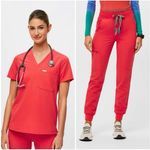 FIGS Scrubs set Pride hibiscus catarina top zamora joggers pants coral rainbow Photo 1