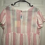 Blu Pepper Perch by Size 2x Embroidered Pink Stripe Ruffle Sleeve Mini Dress Photo 4