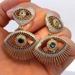 Anthropologie 14K positive energy eye earrings Photo 0