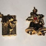 Avon Vintage Tender Moments Gold Tone Charm Present & Christmas Bells Photo 0