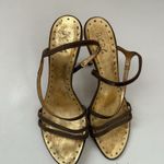 BCBG Paris Bronze Metallic Slingback Strappy Sandals 4" Heel Shoes 8B Brown Size 8 Photo 5