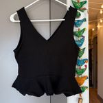 Anthropologie  Charcoal V-Neck Top Cropped Peplum Top Size Medium Photo 1