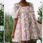 Storia  Stacy Sequin Floral Multi Puffed Sleeve Sparkle Babydoll Mini Dress L Photo 2