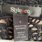 Style & Co Black Crochet Cropped Cardigan  L NWT Photo 3