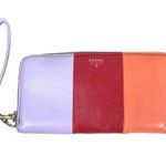 Fossil Sydney Zip Wallet Pink Purple Stripe Colorblock Photo 0
