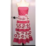 BCBGMAXAZRIA  Pink White Rose Silver Sequin Spaghetti Strap Waist Belt Dress 6 Photo 1