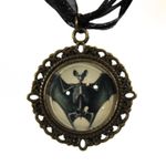 Handmade Gothic Victorian "Wings of the Departed" Goth Skeletal Bat Ribbon Necklace Photo 1