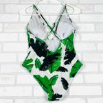 Cupshe  Tropical Banana Leaf One Piece Swimsuit V Neck Criss Cross Women's Medium Photo 7