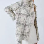 Angels & Castles Tweed Blazer Jacket Plaid Bouclé Wool Polyester Blend Medium Black Photo 0