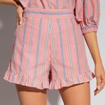 See By Chloe SEE BY CHLOÉ Neo Janis Striped Cotton Poplin Frill Shorts Red Multicolored Photo 15