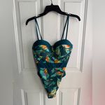 Cupshe NWT Tropical One Piece Swimsuit Green Leaf Print Size L Photo 2