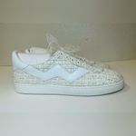 Stuart Weitzman  NWT‎ Daryl Cream White Tweed Leather Sneakers with Ribbon Laces Photo 5