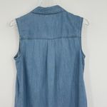 Gap shirt dress women's M tank lace up sleeveless chambray pockets blue Photo 6