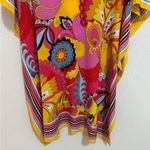 Trina Turk Theodora Silk Vibrant Floral Caftan Dress Swim Coverup Medium/Large Photo 5
