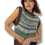 Anthropologie Maeve Flecked Metallic Striped Knit Sweater Vest Boho Retro Groovy Photo 0