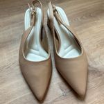 Franco Sarto | Women's Beige Racer Slingback Pointed Toe Pump Block Heels Photo 1