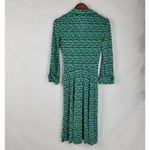 Donna Morgan ‎ Shirt Dress Womens 10 Green Blue Retro Print Button Down Front Tie Photo 11