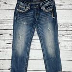 Miss Me NWT Sz 29 Blue Denim Embellished Slim Fit Low Rise Signature Crop Jeans Photo 0