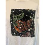 ZARA  T Shirt Womens Size Large White Floral Graphic Short Sleeve Photo 1