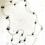 Alfani very long silver tone and black beaded necklace Photo 2
