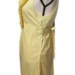 BCBGMAXAZRIA  yellow ruffle front tie back M dress. Photo 1