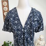 Les Copains Feminine Daisy Floral Print Navy Blue Silk Dress Size M Photo 3