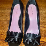 T Tahari Tahari Women’s Sloan Black Satin Peep-toe Pumps with toe embellishment size 8.5 Photo 0