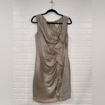 Suzi Chin for Maggy Boutique Asymmetrical Ruffle Cocktail Occasion Gold Dress Size 8 Photo 2