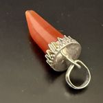 Handcrafted 925 Sterling Silver Natural Stone Carnelian Point Pendant 8.5g. Brown Photo 6