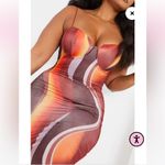 Pretty Little Thing Womens New  Plus Brown Ombre Stripe Cup Detail Midi Dress Photo 3