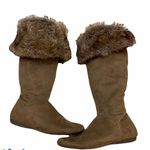 Report vegan suede and fur tan mid shaft boots Size 6 Photo 0