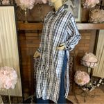 Thrill Jeans BLACK AND WHITE PLAID LONG BUTTON DOWN WITH SIDE SLITS (1X) Photo 5