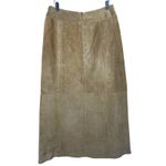 Massini VTG Leather Tan Suede Maxi Skirt Paneled Stitching Women's Size 10 Photo 1