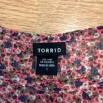 Torrid  Women's‎ 1X Floral Smocked Tube Top Boho Strapless Pink Blue Festival Photo 2