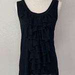 Isabella Rodriguez Black Ruffle Front & Back Women’s Top Photo 0