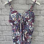 Island Escape Scorpio Underwire Tankini Top White Pink Paisley Size 8 New Photo 1